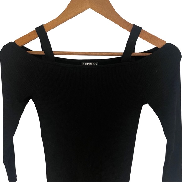 Express 3/4 Sleeve Ribbed Sweater Size S Black - Picture 3 of 6